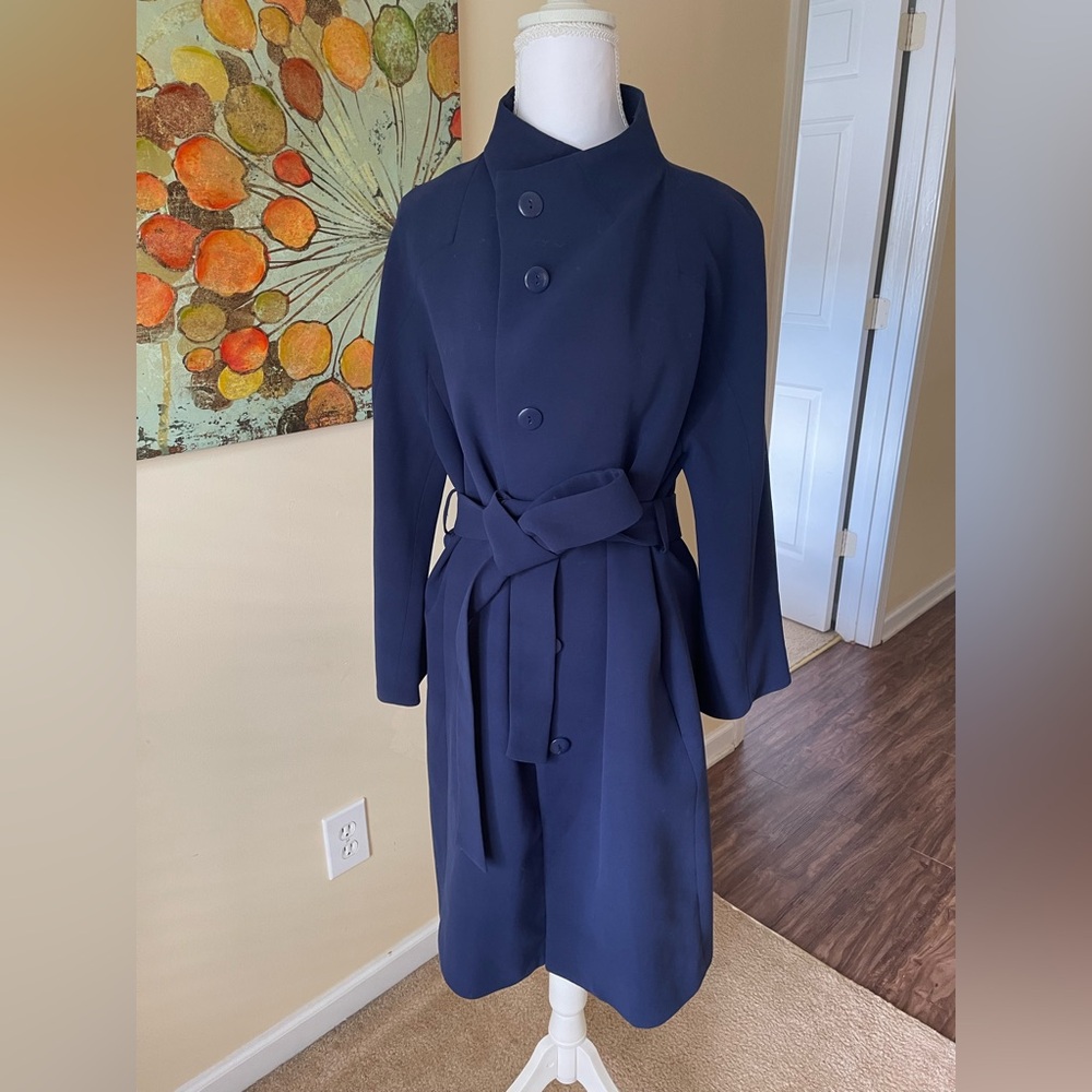 Vero Moda Navy Blue Long Sleeve Belted Dress Coat